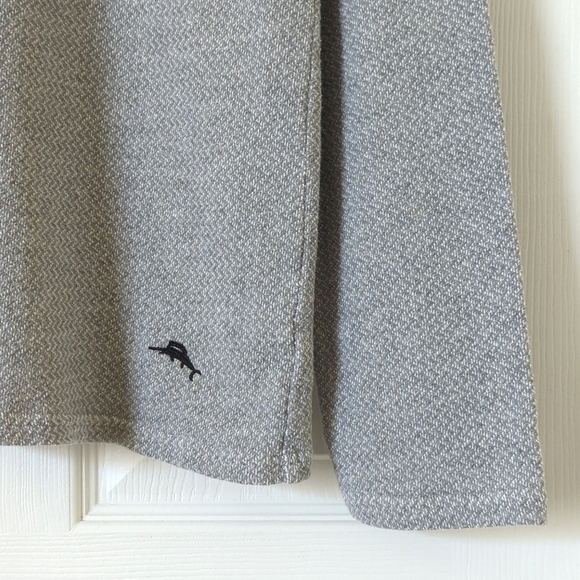 Tommy Bahama Lightweight Jacquard Knit Quarter Zip Pullover Sweater Gray Medium - Picture 7 of 10